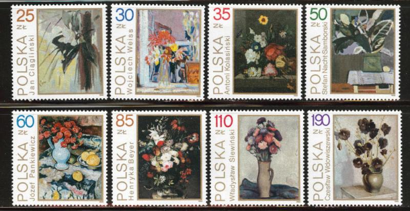 Poland Scott 2940-2947 MNH** 1989 Flower painting set