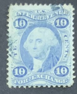 USA REVENUE STAMP 1862-71 10 CENTS FOREIGN EXCH. ULTRAMARINE  SCOTT R30e