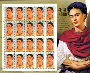 SCOTT #3509 FRIDA KAHLO PORTRAIT ARTIST (20) 34 CENT OG/MNH SHEET OF STAMPS