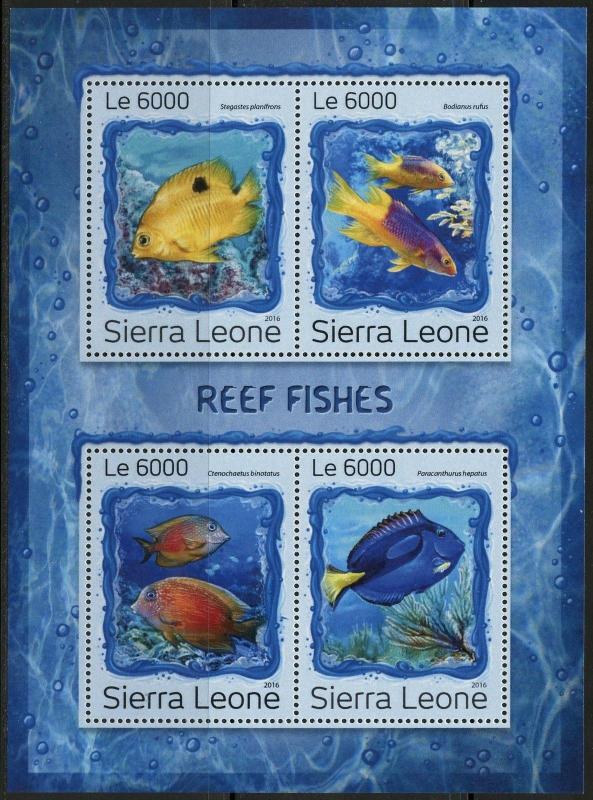 SIERRA LEONE 2016 REEF FISH  SHEET MINT NH