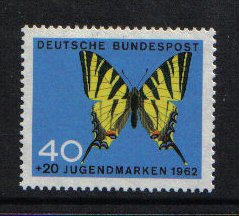 Germany  #B383  MNH  1962   butterflies  40 + 20pf