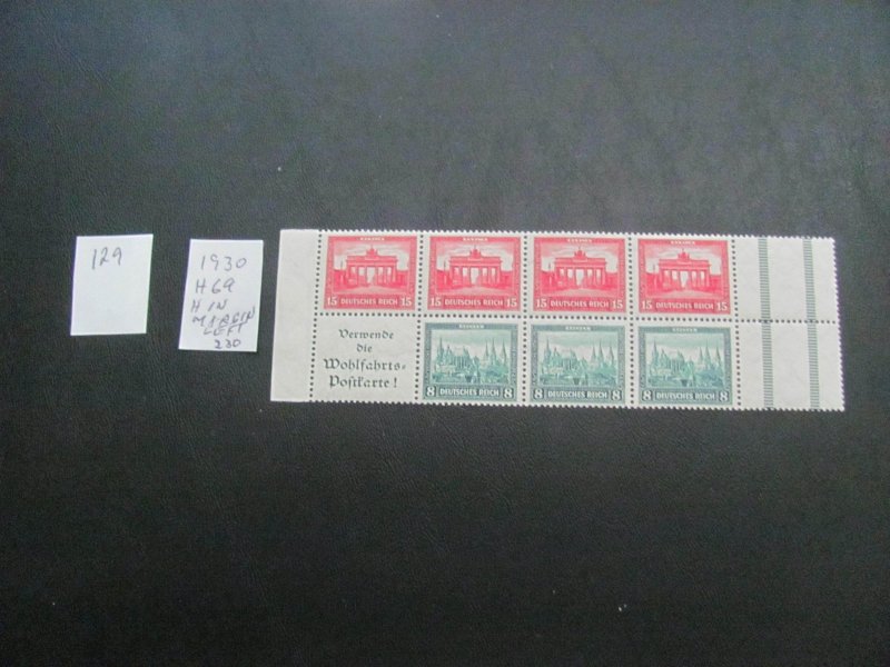 GERMANY 1930 HINGE IN LEFT MARGIN STAMPS  MI. H69  BOOKLET XF 230 EUROS   (133)