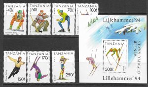 Tanzania 1201-8 MNH Olympics set cpl.  , vf. 2022 CV $6.25