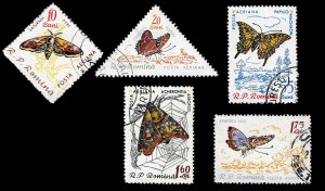 Romania 1960 Sc C89-94 (-C91) U cto vf Moths & Butterflies