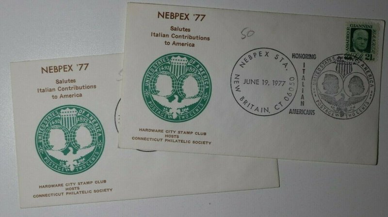 NEBPEX Honor Italian Americans CT 1977 Philatelic Expo U349 columbian design