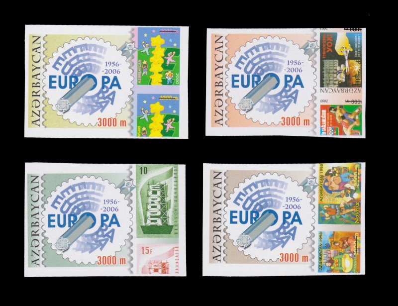 50th ANNIVERSARY EUROPA COUNTRY AZERBAIJAN SCOTT # 804 - 807. UNUSED. IMPERF.