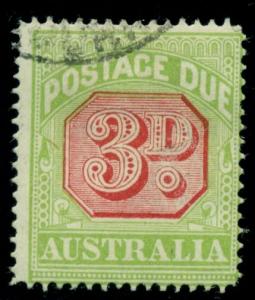 AUSTRALIA #J42a 3p Postage Due, perf 14, used, F/VF, Scott $52.00