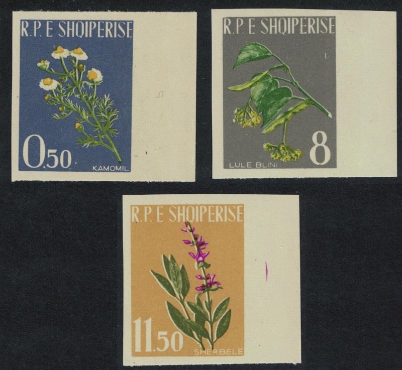 Albania Medicinal Plants 3v IMPERF 1962 MNH SG#700-702 MI#654B-656B