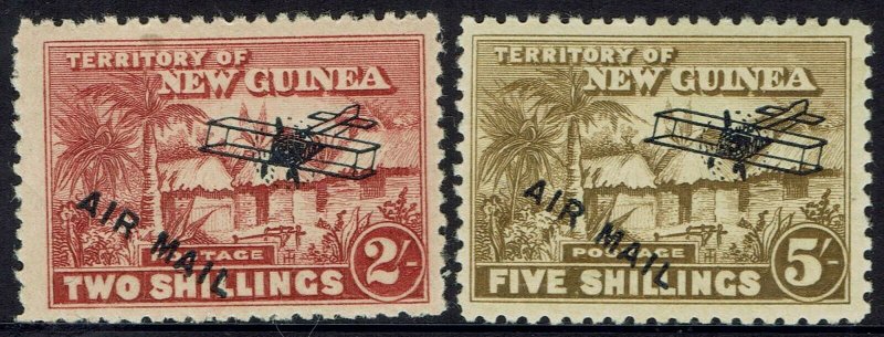 NEW GUINEA 1931 HUT AIRMAIL 2/- AND 5/- 