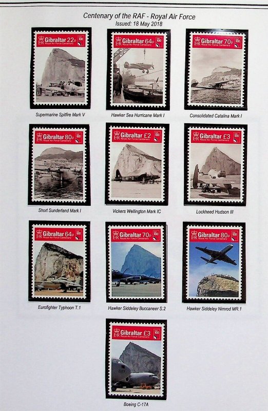 GIBRALTAR Sc 1670-76 NH SET+S/S OF 2018 - AVIATION - Sc$48 - (FJ25)