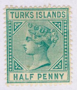 TURKS AND CAICOS ISLANDS SG53, ½d blue-green, M MINT. Cat £25.