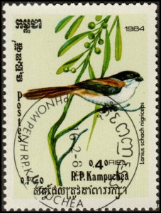 Cambodia 471 - Cto - 40c Long-tailed Shrike (1984)