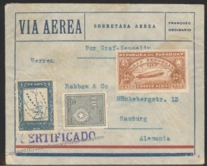 Paraguay 1933 Graf Zeppelin 8.SAF South America Flight Germany Cover Reve 106933