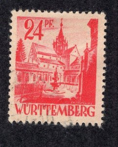 Germany Wurttemberg 1947 24pf Castle, Scott 8N8 used, value = 30c