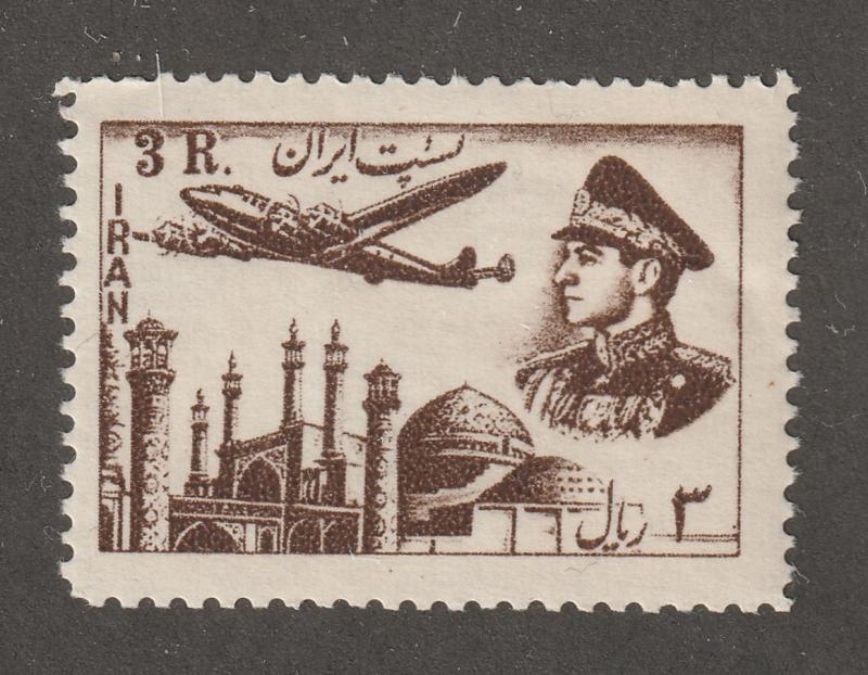 Persian Stamp, Scott# C71, mint, airmail stamp, light brown, plane, #L-138