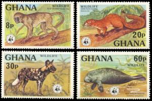 Ghana 621-624, MNH, WWF Endangered Animals