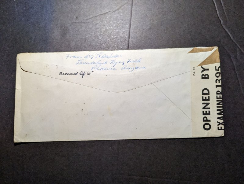 1941 Censored USA Airmail Cover Phoenix AZ to Didsbury Manchester England