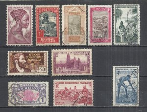 FRENCH COLONIES - LOT OF 10 DIFFERENT  2 - POSTALLY USED