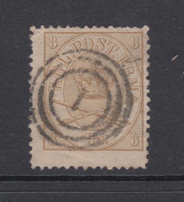 Denmark Sc 14 used 1868 8s Royal Emblems, thin speck