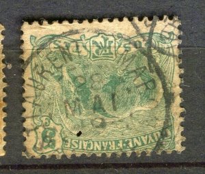 FRENCH COLONIES; GUYANE 1920s early Pictorial type used 5c. value + Postmark