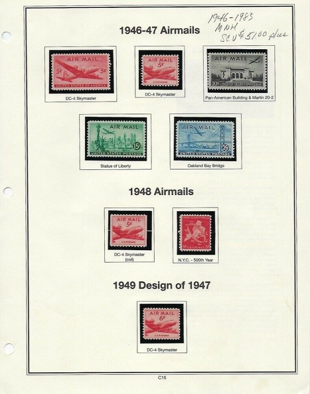 1946-1983 11 ALBUM PAGES OF MNH SINGLES - SCV $51.00+  - W45