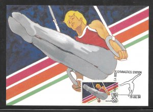 #C106 GYMNASTICS STATION JUL/29/1984 Maximum Card USPS Cachet (my4966)