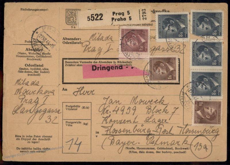 Germany BuM Bohemia Moravia Concentration Camp KL Floessenbuerg Package Ca 79472