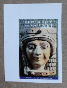 Mali 1994 200fr Ancient Art imperforate, MNH.  Scott 643 Mona Lisa of Nimrud