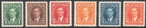 Canada SC#231-236 1¢-8¢ King George VI Singles (1937) MNH
