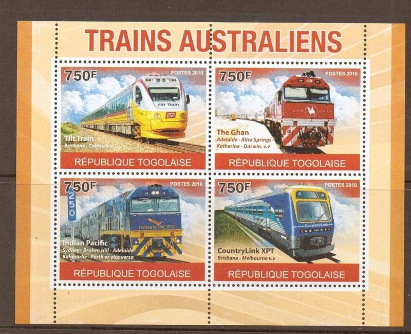 TOGO 2011 AUSTRALIAN TRAINS S/S (NO1) MNH 