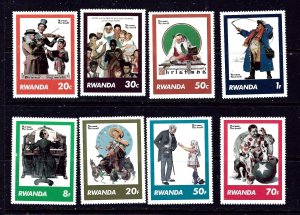 Rwanda 1027-34 MNH 1981 Normal Rockwell Paintings