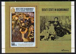 Aden - Qu\'aiti 1967 Renoir perf miniature sheet (The Umb...