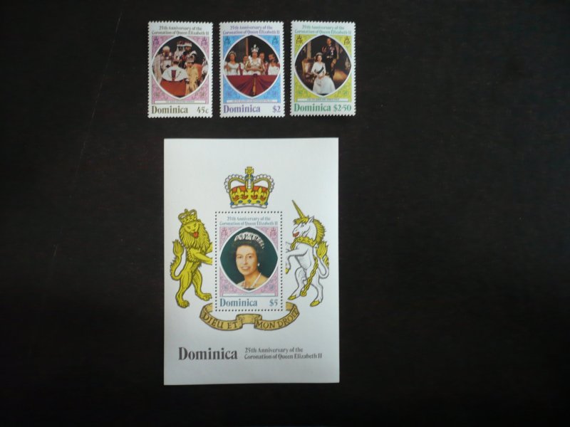 Stamps - Dominica - Scott# 570-573 - Mint Never Hinged 3 Stamps + Souvenir Sheet
