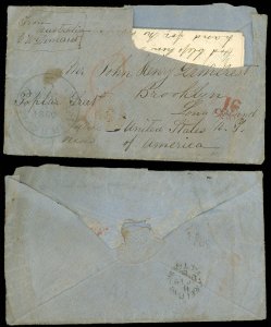 1860 VICTORIA AUSTRALIA Cover to NYC, 16, Scarce PORTLAND MAINE Exchange PMK!