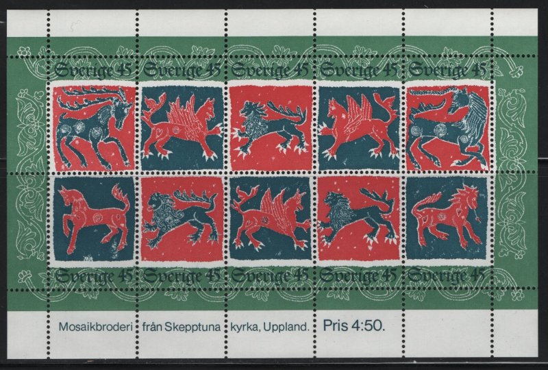 SWEDEN, 1101, SHEETOF 10,  MNH, 1974, Quilt from Skepptuna Chruch