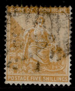 SOUTH AFRICA - Cape of Good Hope QV SG31, 5s yellow-orange USED. Cat £30. WMK CC