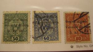 AUSTRIA  Trieste  Scott  N11, N12 & N13  USED  I7  Cat $61.50