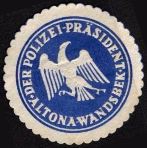 Vintage Germany Letter Seal The Police Chief Altona-Wandsbek Unused