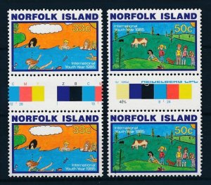 [117117] Norfolk Island 1985 Int. Youth year children's art Gutter pairs MNH