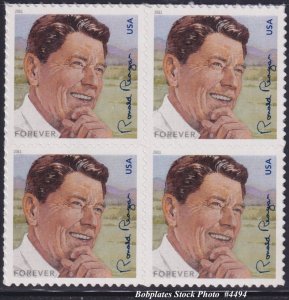 BOBPLATES #4494 Ronald Reagan Block of 4 VF MNH