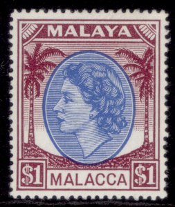 MALAYSIA - Malacca QEII SG36, $1 bright blue & brown purple, M MINT.