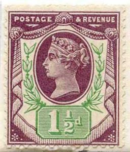 1 1/2d Jubilee on Original piece from the Stamp Committee Book SUPERB COLOUR