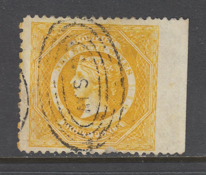 New South Wales SG 218c used. 1880 8p yellow Diadem, natural SE, sound, F-VF