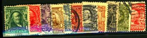 U.S. #300-309, 319 USED SET MIXED CONDITION