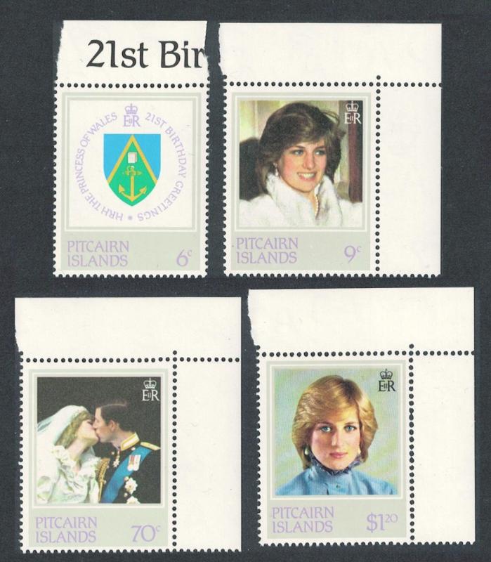 Pitcairn Princess Diana 4v with margins SG#226-229 SC#213-216