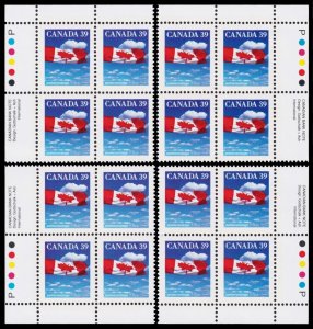 Canada Scott 1166 Blocks, All 4 Corners, Peterborough Paper (1989) Mint NH VF M
