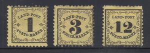 Baden Sc LJ1-LJ3 MOG. 1862 Rural Postage Dues, complete, F-VF