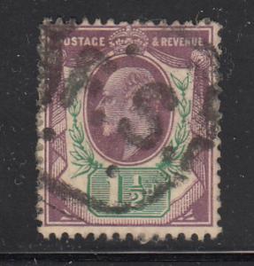 Great Britain used #129 1 1/2p Edward VII Cancel: FS