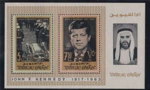 Umm Al Qiwain # MiBlock8A, John F. Kenney with New Currency Overprints, Mint NH