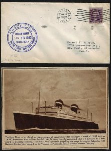 US 1933 THE SANTA ROSA MAIDEN VOYAGE W/2 PAGE COVERAGE IN NY TIMES W/PICTURES OF